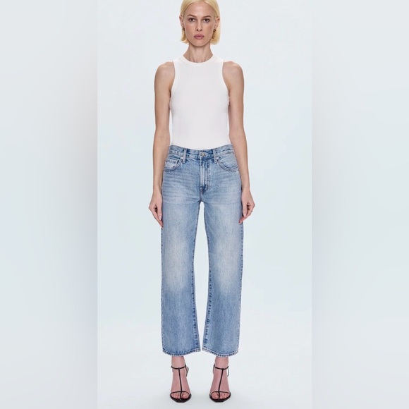 Pistola Lexi Mid Rise Bowed Straight Leg Jeans